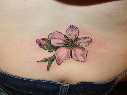 Cherry Blosoom Flower Tattoo On Lowerback